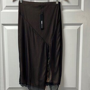 Vero Moda Black Asymmetrical Midi Skirt by Fashion Nova Sz L